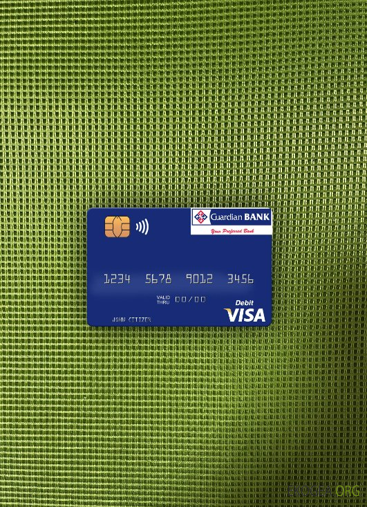 Kenya Guardian Bank visa carte de débit photolook , avant